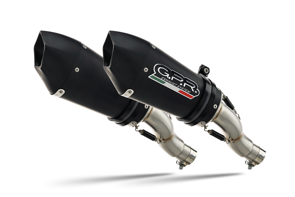 Scarico compatibile con Ducati Hypermotard 1100 -1100 Evo 2007-2012, Gpe Ann. Black titanium, Coppia di terminali di scarico omologati, forniti con db killer removibili e raccordi specifici