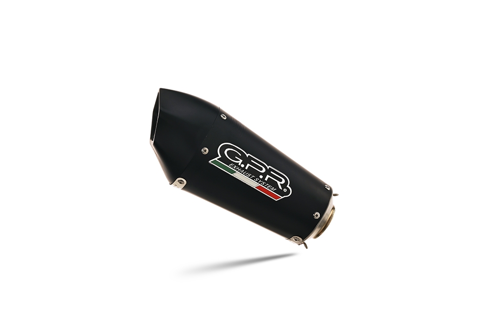 Scarico compatibile con Aprilia RS 457 2024-2025, Gpe Ann. Black titanium, Scarico completo racing, fornito con db killer estraibile e collettore, non conforme per uso stradale