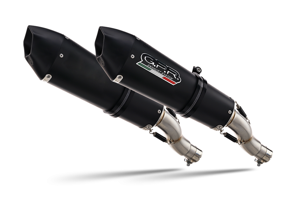 Scarico compatibile con Ducati Multistrada 620 2005-2007, Gpe Ann. Black titanium, Coppia di terminali di scarico omologati, forniti con db killer removibili e raccordi specifici