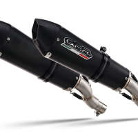 Scarico compatibile con Ducati Monster 696 2008-2014, Gpe Ann. Black titanium, Coppia di terminali di scarico omologati, forniti con db killer removibili e raccordi specifici
