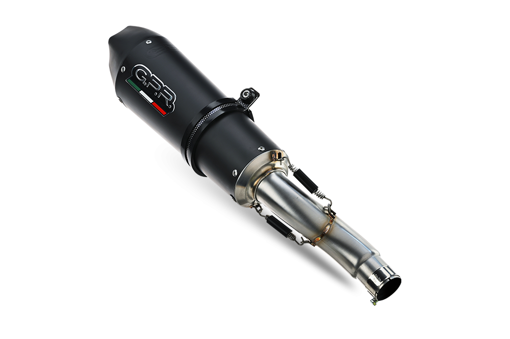 Scarico compatibile con Suzuki V-Strom 650 2021-2025, GP Evo4 Black Titanium, Scarico semi-completo omologato,fornito con db killer estraibile,catalizzatore e collettore