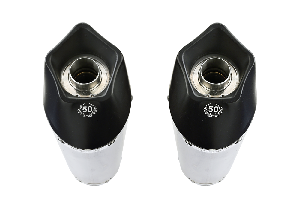 Scarico compatibile con Honda Cbr1100XX Superblackbird - X Eleven 1997-2006, Gpe Ann. titanium, Coppia di terminali di scarico omologati, forniti con db killer removibili e raccordi specifici