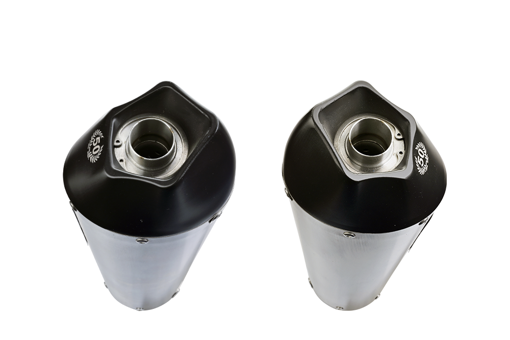 Scarico compatibile con Ducati Multistrada 1100 2007-2009, Gpe Ann. titanium, Coppia di terminali di scarico omologati, forniti con db killer removibili e raccordi specifici