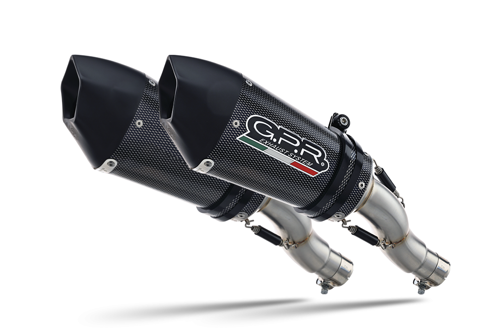 Scarico compatibile con Ducati Hypermotard 1100 -1100 Evo 2007-2012, Gpe Ann. Poppy, Coppia di terminali di scarico omologati, forniti con db killer removibili e raccordi specifici