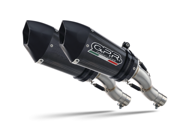 Scarico compatibile con Kawasaki Z 1000 2010-2013, Gpe Ann. Poppy, Coppia di terminali di scarico omologati, forniti con db killer removibili e raccordi specifici