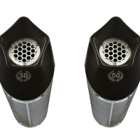 Exhaust compatible with Aprilia Dorsoduro 900 2017-2020, GP Evo4 Poppy, Dual Homologated legal slip-on exhaust including removable db killers and link pipes 
