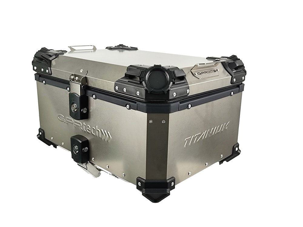  GPR TECH TOP CASE ALPI-TECH 55 LT Top case in Titanium , Titanium Natural color with universal plate included Capacity 55 LT.