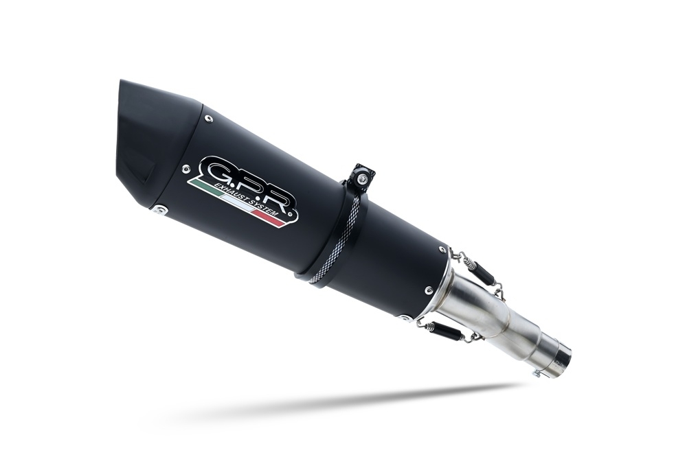 GPR exhaust compatible with  Kawasaki Er 6 N - F  2012-2016, New Grand Prix Evo Black Titanium, Homologated legal full system exhaust, including removable db killer and catalyst 