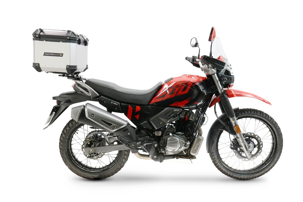 TOP CASE - BAULETTO GPR TECH COMPATIBILE CON Hero Xpulse 200 BS6 4V 2021/2024 E5 GPR TECH BAULETTO TOP CASE ALPI-TECH 35 LT. COLORE ARGENTO CON PIASTRA SPECIFICA 