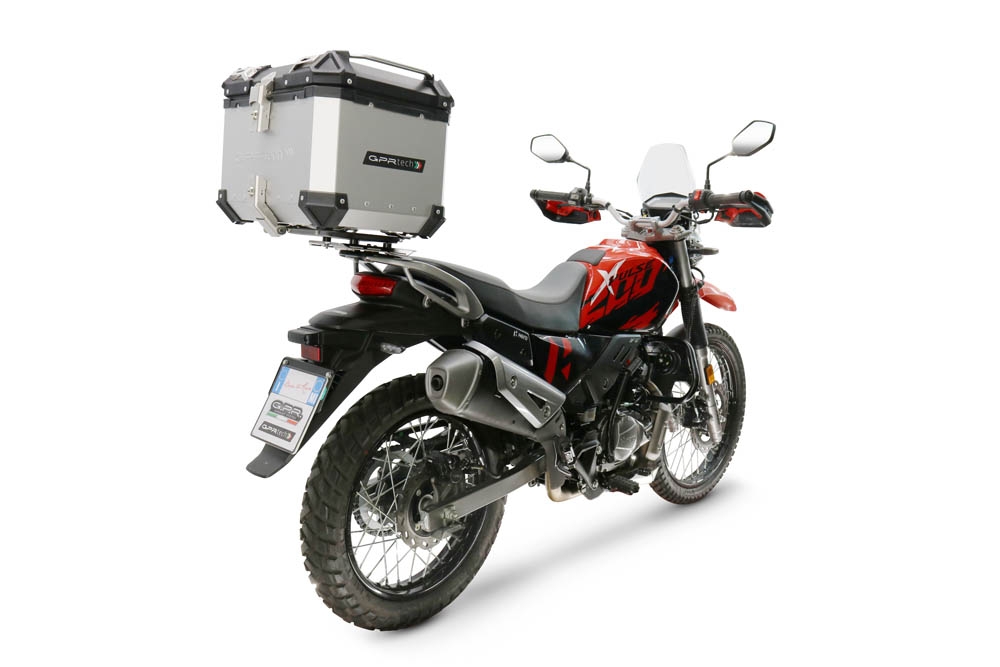 TOP CASE - BAULETTO GPR TECH COMPATIBILE CON Hero Xpulse 200 BS6 4V 2021/2024 E5 GPR TECH BAULETTO TOP CASE ALPI-TECH 35 LT. COLORE ARGENTO CON PIASTRA SPECIFICA 