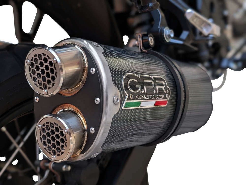 Scarico compatibile con Honda XL750 TRANSALP 750 2023-2025, Dual Poppy, Scarico omologato, silenziatore con db killer estraibile e raccordo specifico