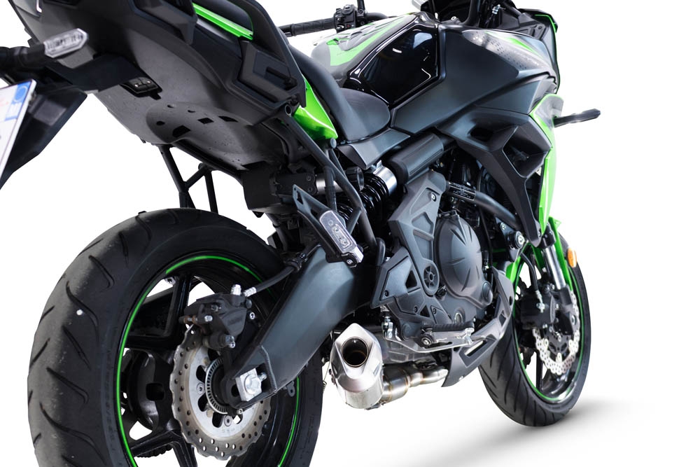 Scarico compatibile con Kawasaki Versys 650 2023-2025, GP-Revo Titanium, Scarico completo racing, fornito con db killer estraibile e collettore, non conforme per uso stradale