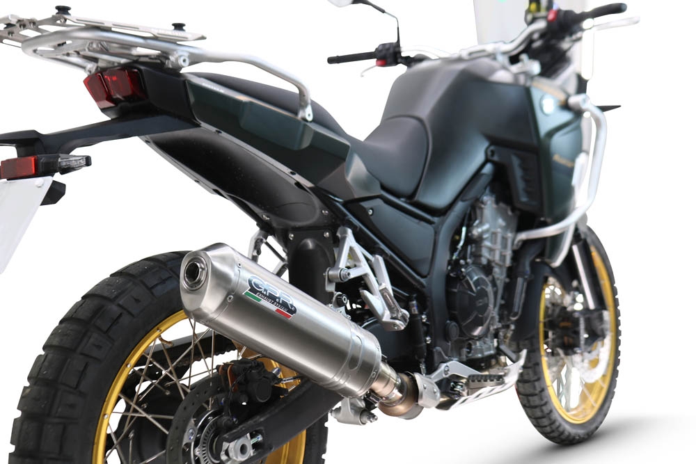 Scarico compatibile con Kove 800X 2024-2026, Satinox , Scarico omologato, silenziatore con db killer estraibile e raccordo specifico