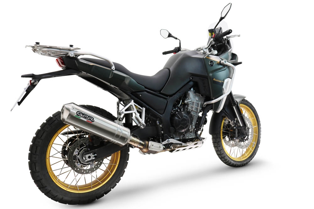 Scarico compatibile con Kove 800X 2024-2026, Satinox , Scarico omologato, silenziatore con db killer estraibile e raccordo specifico