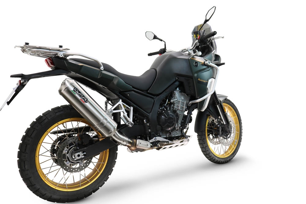 Scarico compatibile con Kove 800X 2024-2026, Satinox , Scarico omologato, silenziatore con db killer estraibile e raccordo specifico