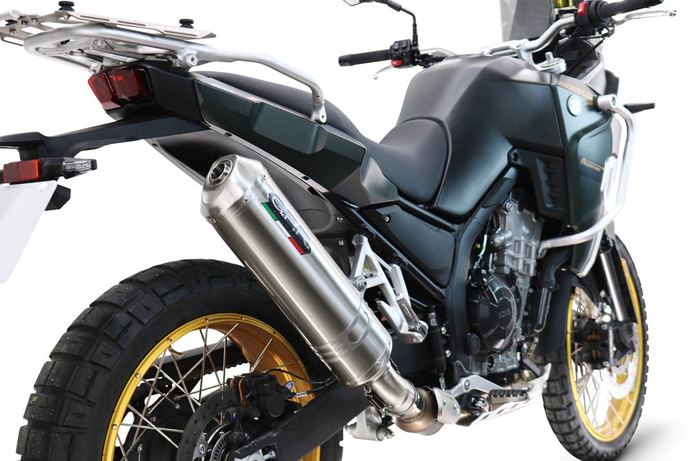 Scarico compatibile con Kove 800X 2024-2026, Satinox , Scarico omologato, silenziatore con db killer estraibile e raccordo specifico