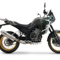 Scarico compatibile con Kove 800X 2024-2026, Dune Triovale Titanio, Scarico omologato, silenziatore con db killer estraibile e raccordo specifico