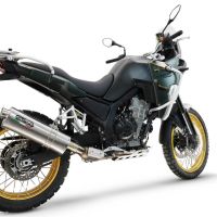 Scarico compatibile con Kove 800X 2024-2026, Dune Triovale Titanio, Scarico omologato, silenziatore con db killer estraibile e raccordo specifico
