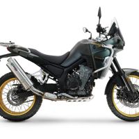 Scarico compatibile con Kove 800X 2024-2026, Dune Triovale Titanio, Scarico omologato, silenziatore con db killer estraibile e raccordo specifico