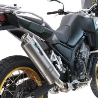 Scarico compatibile con Kove 800X 2024-2026, Dune Triovale Titanio, Scarico omologato, silenziatore con db killer estraibile e raccordo specifico