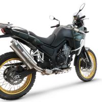 Scarico compatibile con Kove 800X 2024-2026, Dune Triovale Titanio, Scarico omologato, silenziatore con db killer estraibile e raccordo specifico