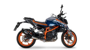 Scarico compatibile con Ktm Duke 125 2024-2025, GP-Revo Black Titanium, Scarico omologato, silenziatore con db killer estraibile e raccordo specifico