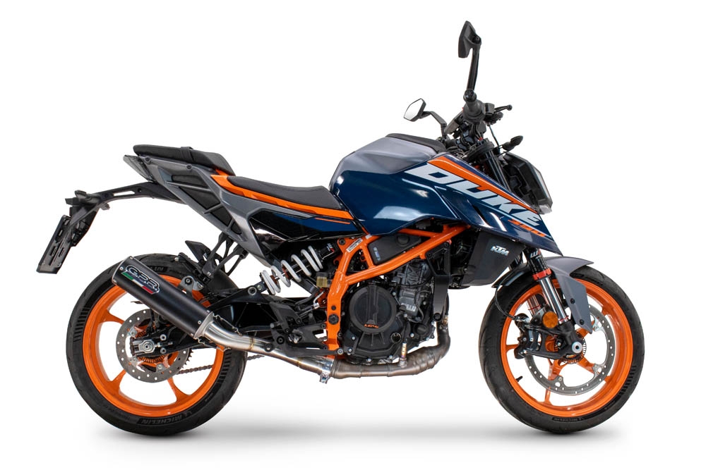 Scarico compatibile con Ktm Duke 200 2024-2025, M3 Black Titanium, Scarico omologato, silenziatore con db killer estraibile e raccordo specifico