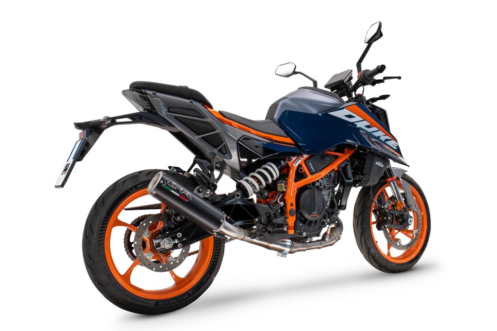 Scarico compatibile con Ktm Duke 200 2024-2025, M3 Black Titanium, Scarico omologato, silenziatore con db killer estraibile e raccordo specifico