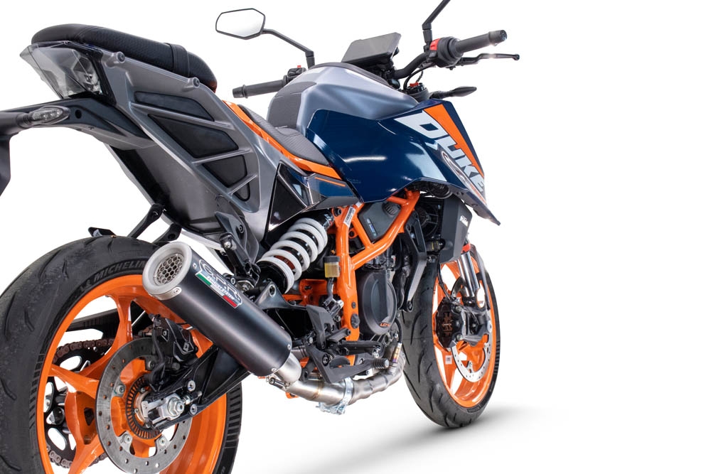Scarico compatibile con Ktm Duke 200 2024-2025, M3 Black Titanium, Scarico omologato, silenziatore con db killer estraibile e raccordo specifico