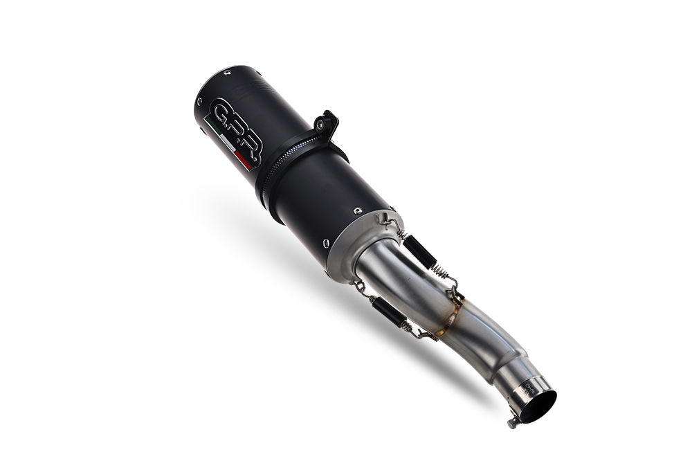 Exhaust compatible with Ktm Duke 390 2024-2025, M3 Black Titanium, Homologated legal slip-on exhaust including removable db killer and link pipe 