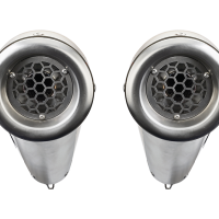 Exhaust compatible with Kawasaki Kfx 700 2004-2011, Powercone Evo, Homologated legal full system exhaust including dual silencers and removable db killers 