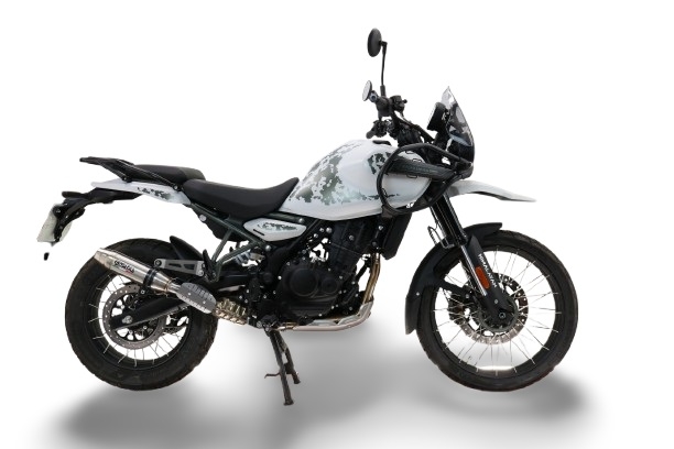 Exhaust compatible with Royal Enfield Himalayan 450 2024-2025, Deeptone Inox, Homologated legal slip-on exhaust including removable db killer and link pipe 