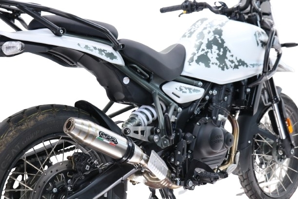 Exhaust compatible with Royal Enfield Himalayan 450 2024-2025, Deeptone Inox, Homologated legal slip-on exhaust including removable db killer and link pipe 