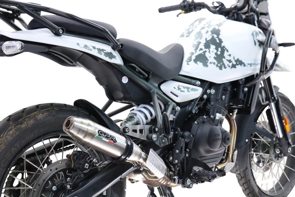GPR exhaust compatible with  Royal Enfield Guerrilla 450  2024-2025, Deeptone Inox, Homologated legal slip-on exhaust including removable db killer and link pipe 