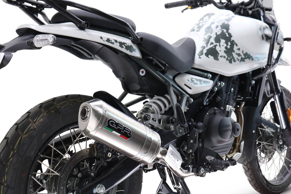 GPR exhaust compatible with  Royal Enfield Guerrilla 450  2024-2025, Satinox, Homologated legal slip-on exhaust including removable db killer and link pipe 