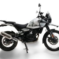 Exhaust compatible with Royal Enfield Guerrilla 450 2024-2025, Satinox, Homologated legal slip-on exhaust including removable db killer and link pipe 