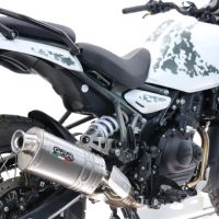 Exhaust compatible with Royal Enfield Himalayan 450 2024-2025, Dune Triovale Titanio, Homologated legal slip-on exhaust including removable db killer and link pipe 