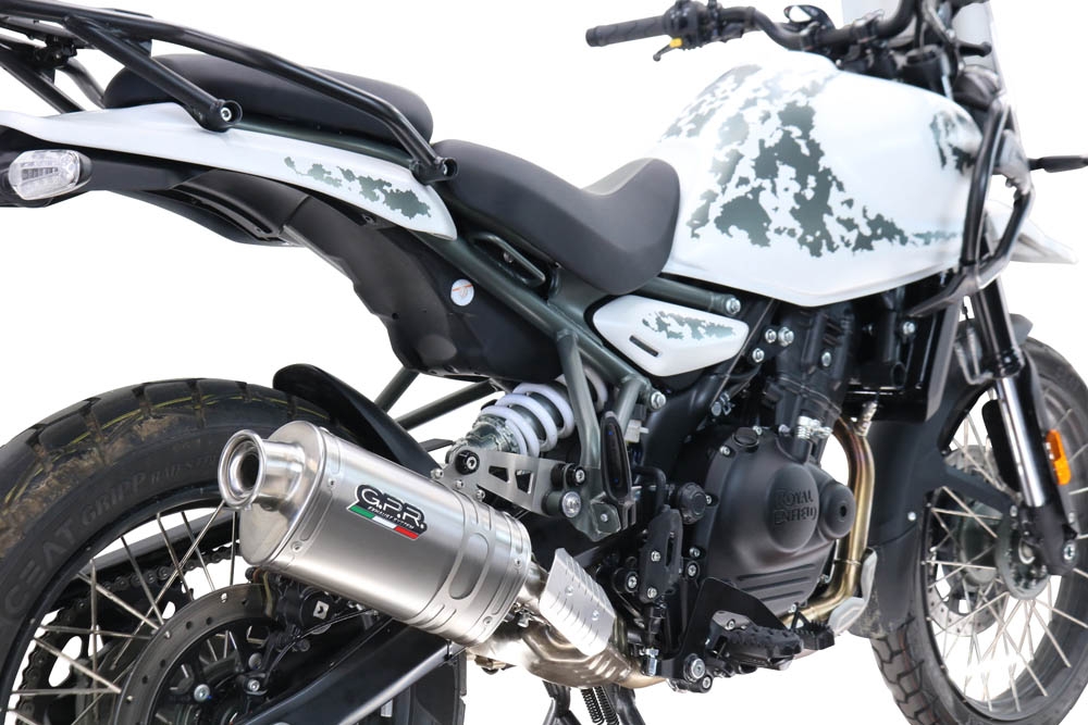 Scarico GPR compatibile con  Royal Enfield Guerrilla 450  2024-2025, Dune Triovale Titanio, Scarico omologato, silenziatore con db killer estraibile e raccordo specifico
