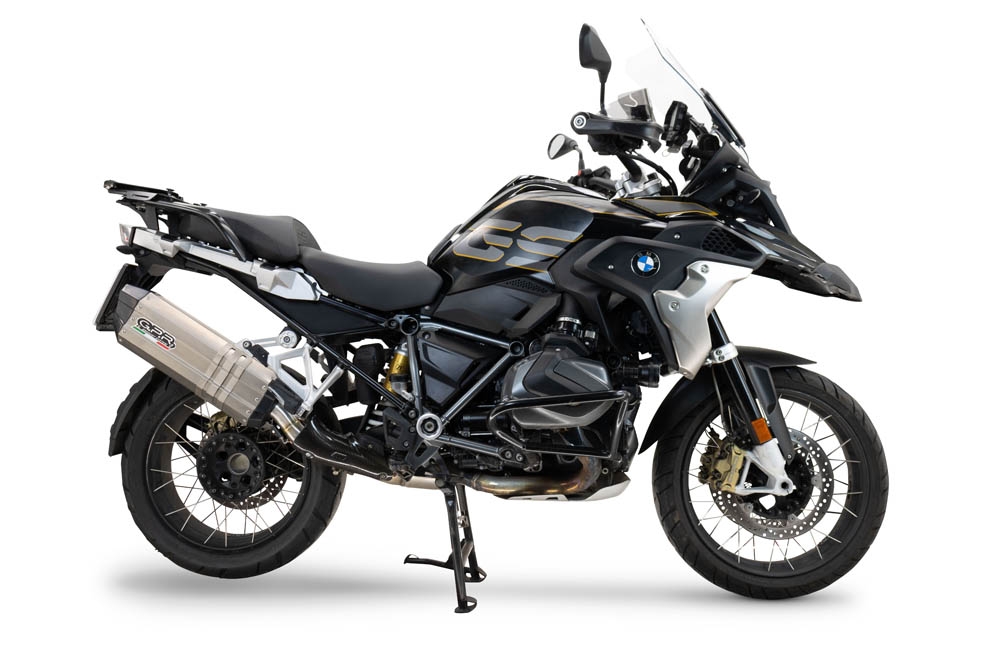 Exhaust compatible with Bmw R 1250 Gs -Adventure 2021-2024, Hyper Sonic Titanium, Homologated legal slip-on exhaust including removable db killer and link pipe 