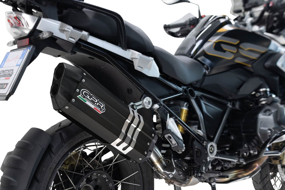 Scarico compatibile con Bmw R 1250 Gs -Adventure 2019-2020, Hyper Sonic Black Titanium, Scarico omologato, silenziatore con db killer estraibile e raccordo specifico