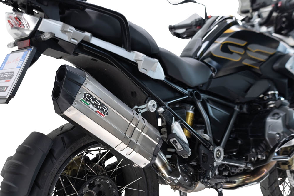 Exhaust compatible with Bmw R 1250 Gs -Adventure 2021-2024, Hyper Sonic Titanium, Homologated legal slip-on exhaust including removable db killer and link pipe 