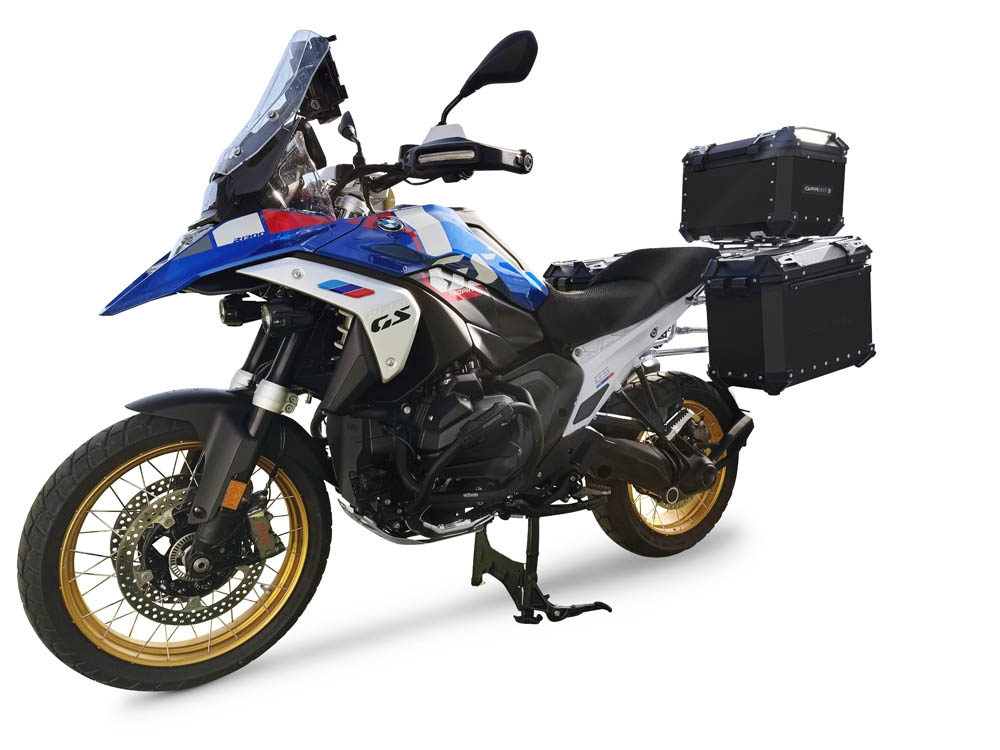 GPR TECH COMPATABILE CON BMW R 1300 GS 2023/2025 GPR TECH TRITTICO DI VALIGIE IN COLORE NERO, TOP CASE 45 LT + VALIGIE LATERALI 38 LT. + 38 LT. + TELAIO SPECIFICO 