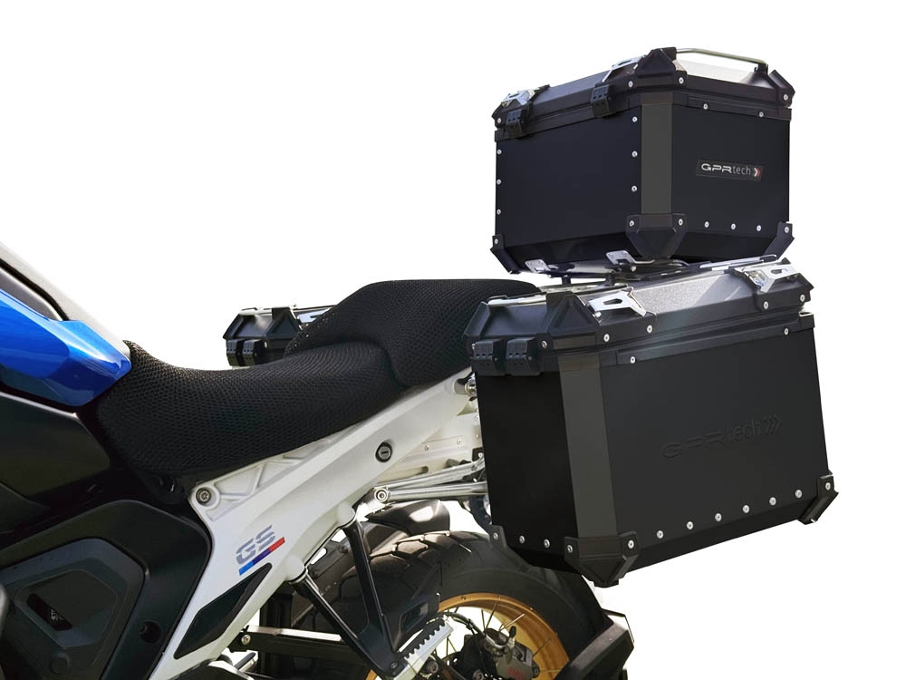 GPR TECH COMPATABILE CON BMW R 1300 GS 2023/2025 GPR TECH TRITTICO DI VALIGIE IN COLORE NERO, TOP CASE 45 LT + VALIGIE LATERALI 38 LT. + 38 LT. + TELAIO SPECIFICO 