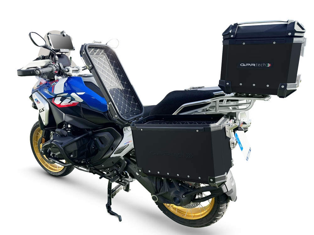 GPR TECH COMPATABILE CON BMW R 1300 GS 2023/2025 GPR TECH TRITTICO DI VALIGIE IN COLORE NERO, TOP CASE 35 LT + VALIGIE LATERALI 38 LT. + 38 LT. + TELAIO SPECIFICO 