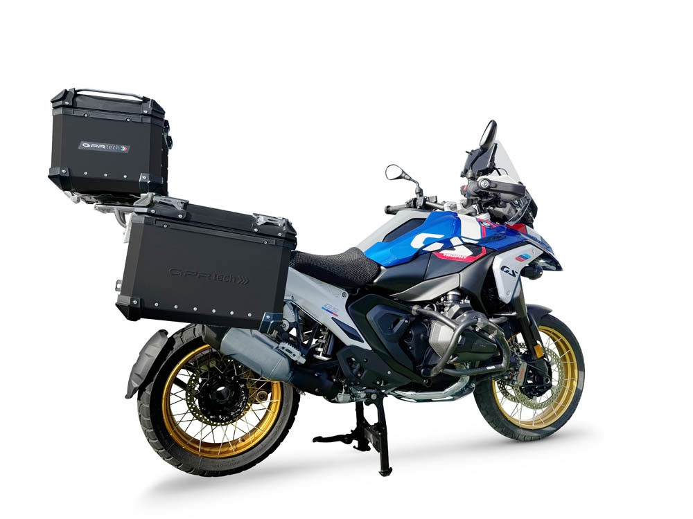 GPR TECH COMPATABILE CON BMW R 1300 GS 2023/2025 GPR TECH TRITTICO DI VALIGIE IN COLORE NERO, TOP CASE 35 LT + VALIGIE LATERALI 38 LT. + 38 LT. + TELAIO SPECIFICO 