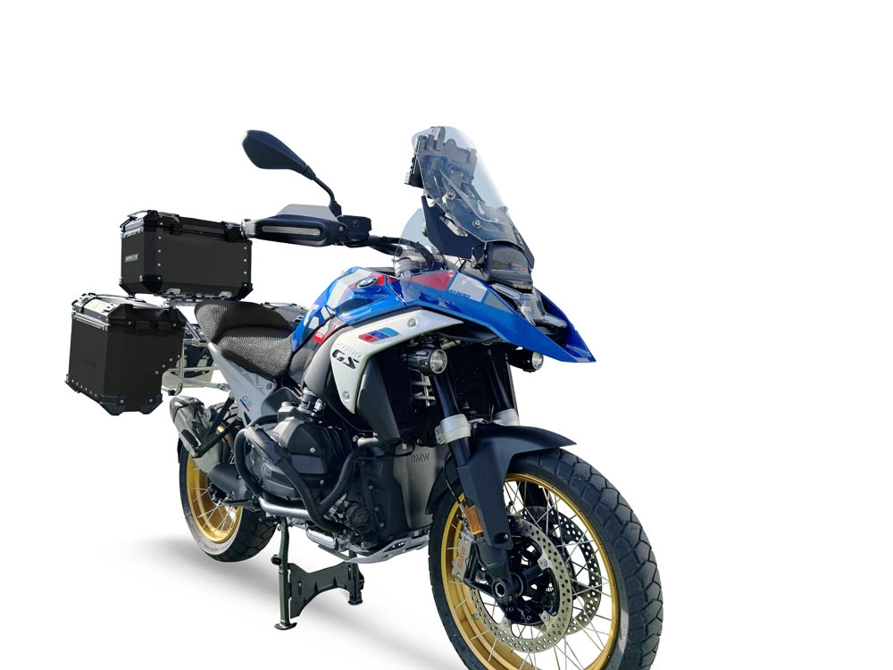 GPR TECH COMPATABILE CON BMW R 1300 GS 2023/2025 GPR TECH TRITTICO DI VALIGIE IN COLORE NERO, TOP CASE 35 LT + VALIGIE LATERALI 38 LT. + 38 LT. + TELAIO SPECIFICO 