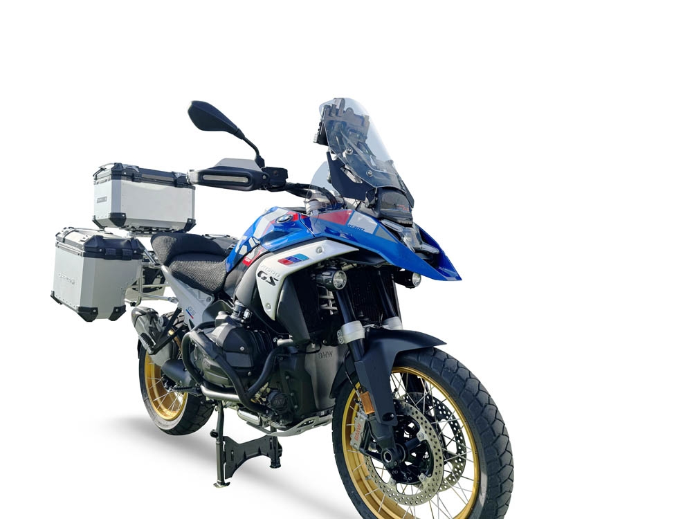 GPR TECH COMPATABILE CON BMW R 1300 GS 2023/2025 GPR TECH TRITTICO DI VALIGIE IN COLORE ARGENTO, TOP CASE 45 LT + VALIGIE LATERALI 38 LT. + 38 LT. + TELAIO SPECIFICO NERO 