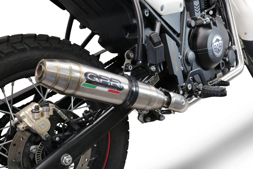 Scarico compatibile con Royal Enfield Scram 411 2022-2024, Deeptone Inox, Terminale di scarico racing, con raccordo, senza omologazione