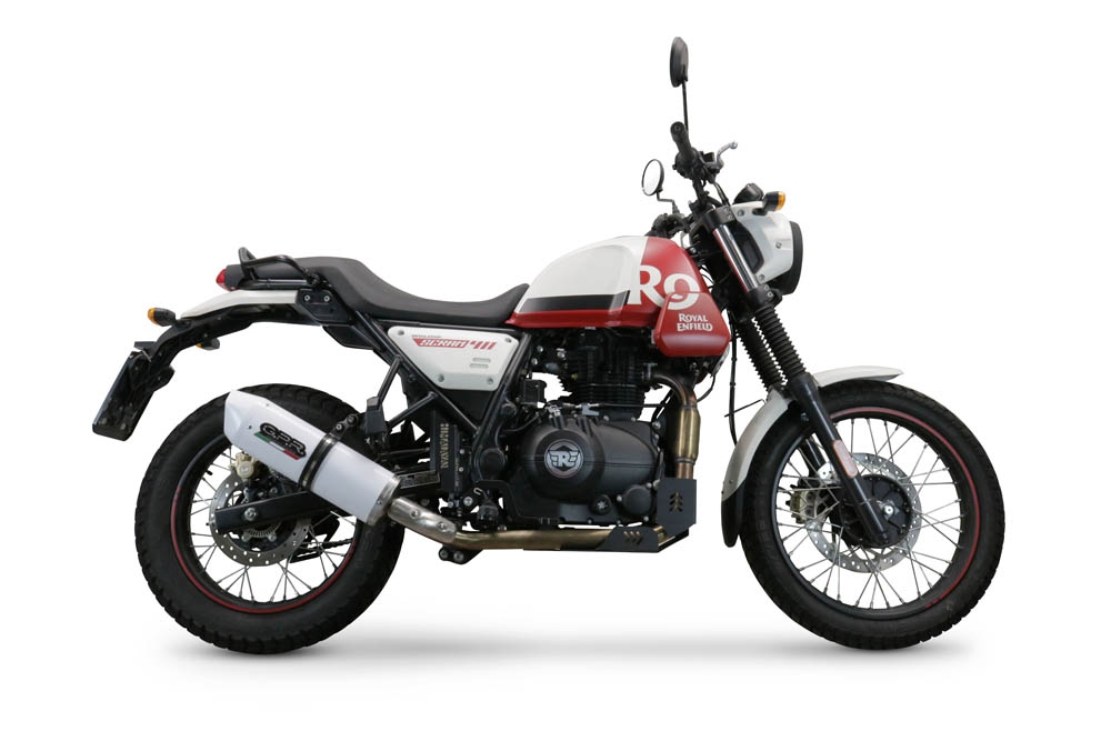Scarico compatibile con Royal Enfield Scram 411 2022-2024, Albus Evo4, Terminale di scarico omologato, fornito con db killer estraibile, catalizzatore e raccordo specifico