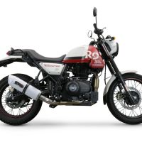 Scarico compatibile con Royal Enfield Scram 411 2022-2024, Albus Evo4, Terminale di scarico omologato, fornito con db killer estraibile, catalizzatore e raccordo specifico